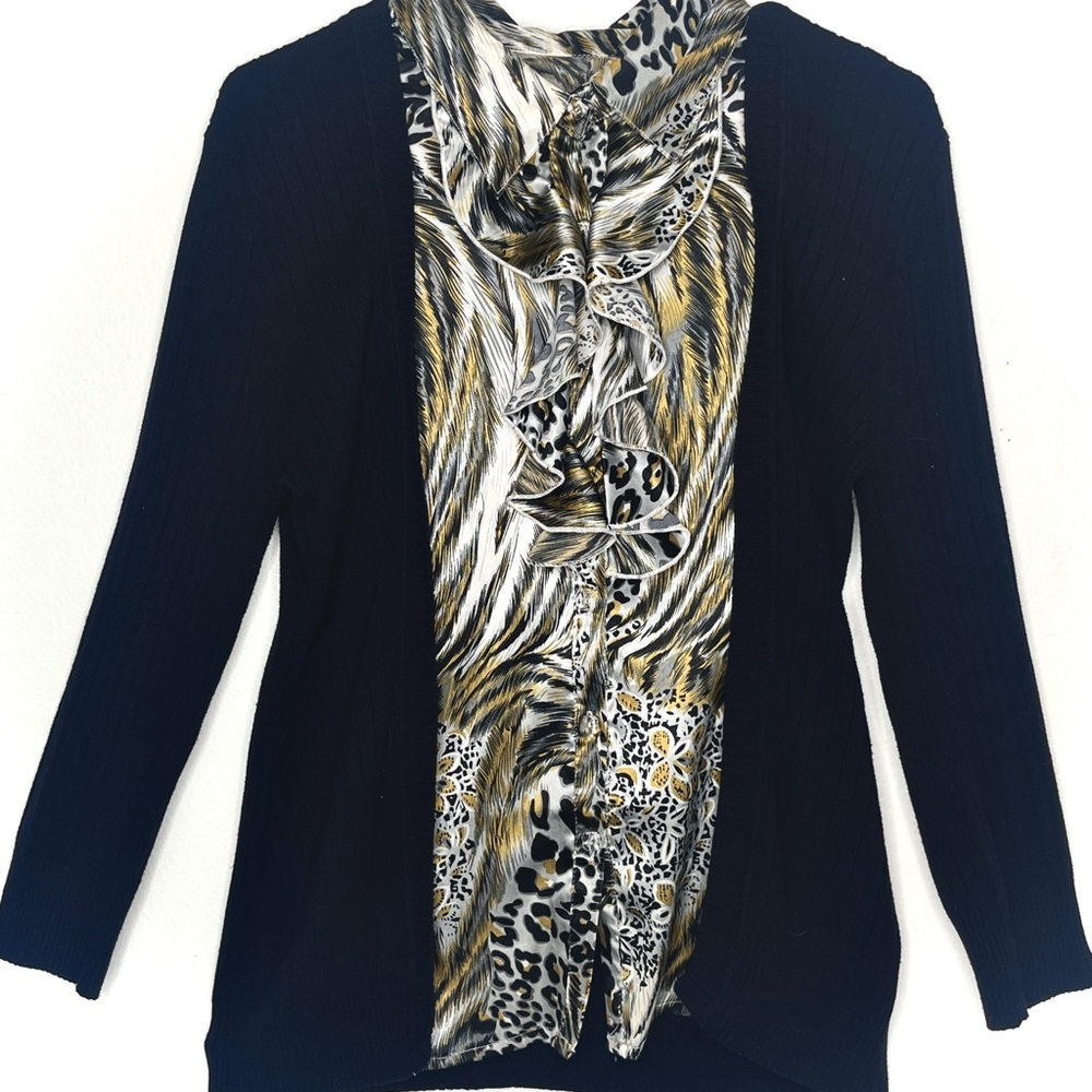 Vintage Black Blouse with Animal Print - Venue